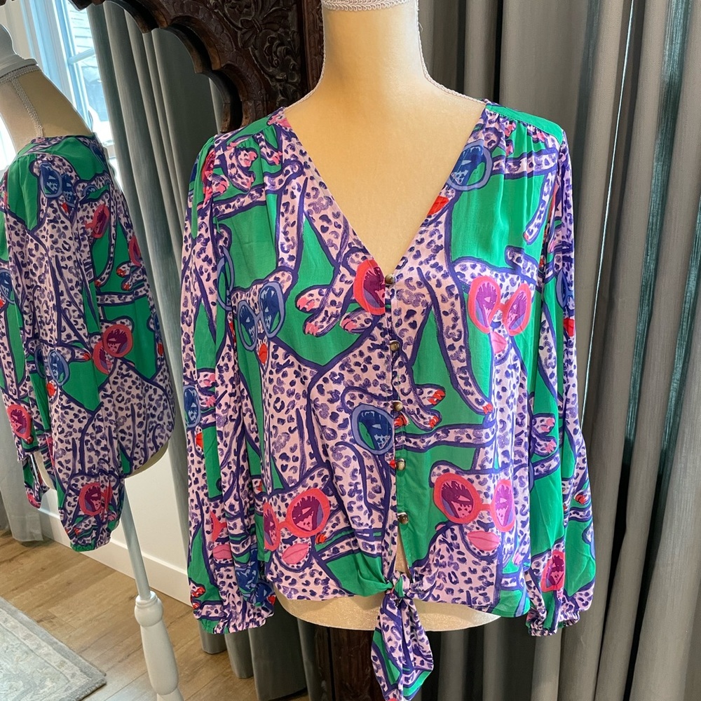 Anthropologie Kendra Dandy dreamer tie front button down
